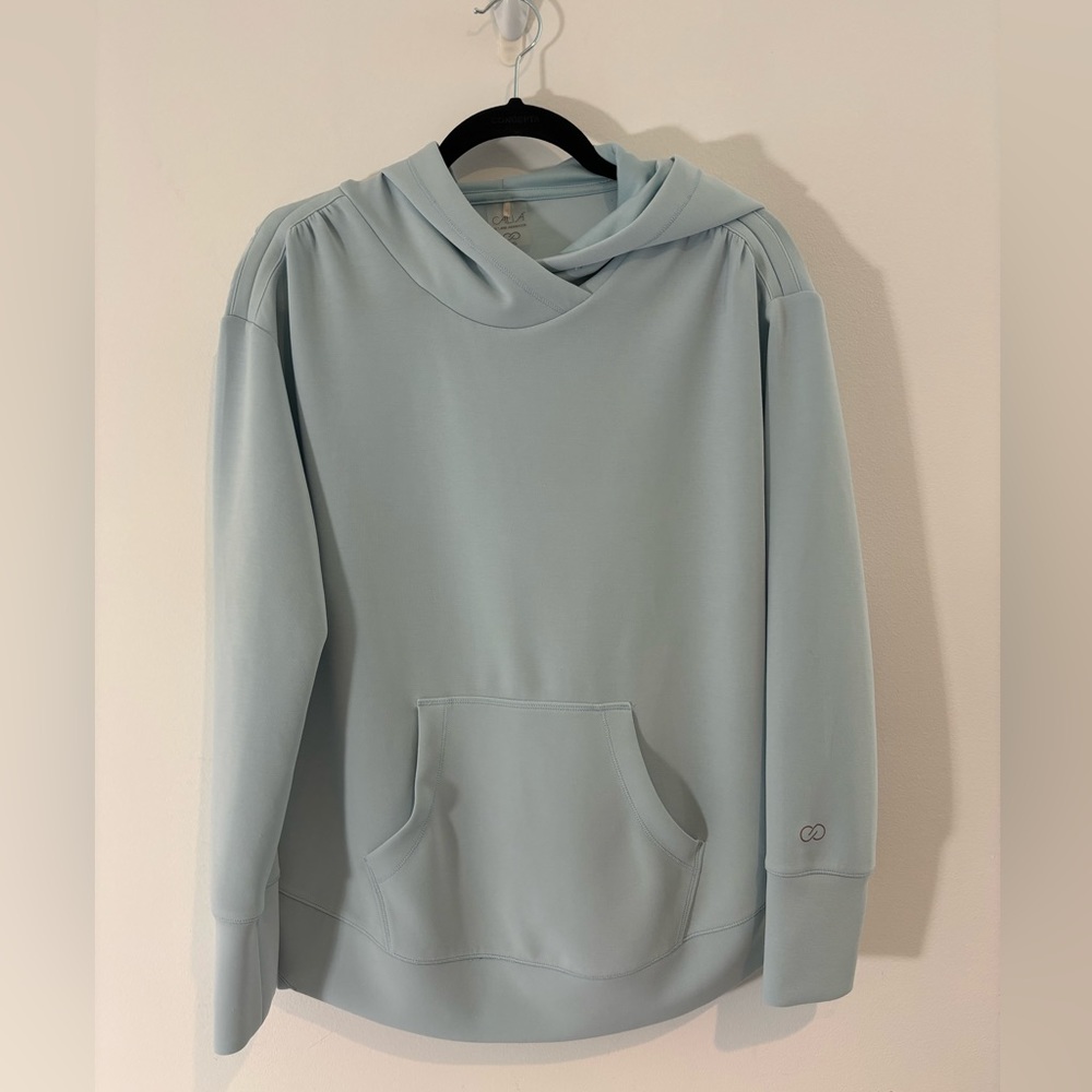 CALIA Xsmall Light Blue Thin Work Out Athletic Hoodie Front Kangaroo Pocket
